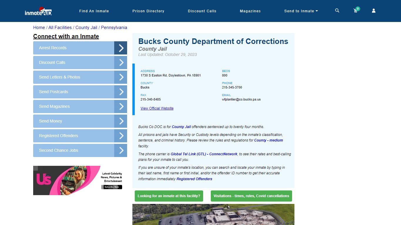 Bucks County Department of Corrections - Inmate Locator - Doylestown, PA