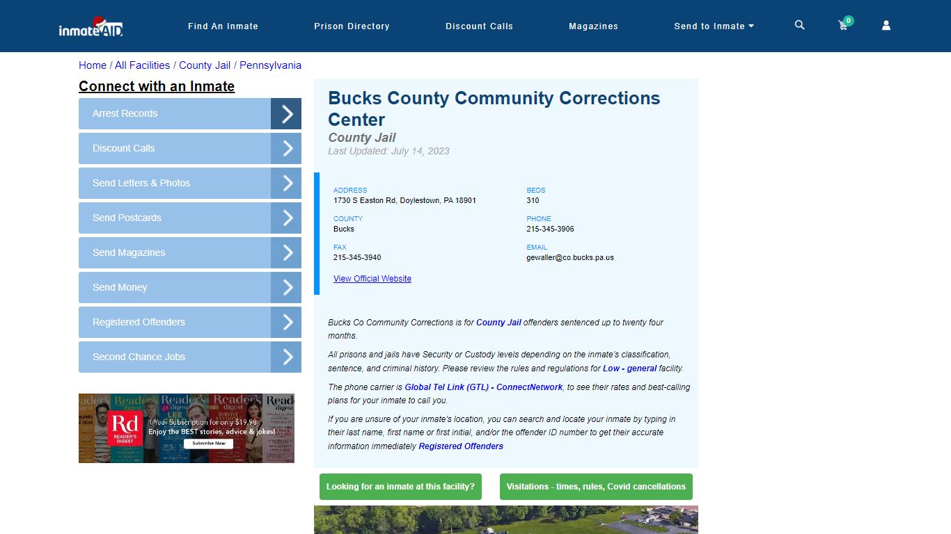 Bucks County Community Corrections Center - Inmate Locator - Doylestown, PA