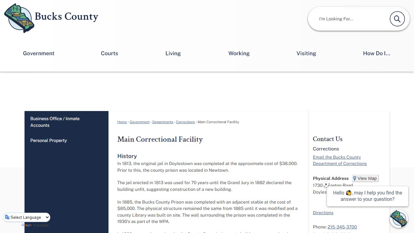 Main Correctional Facility | Bucks County, PA